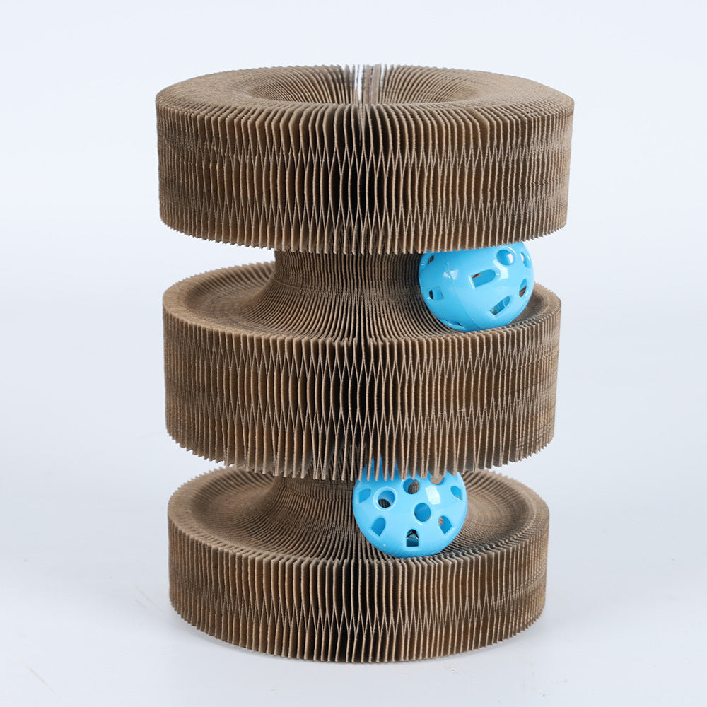 Foldable Cat Scratch Board with Bell & Climbing Frame