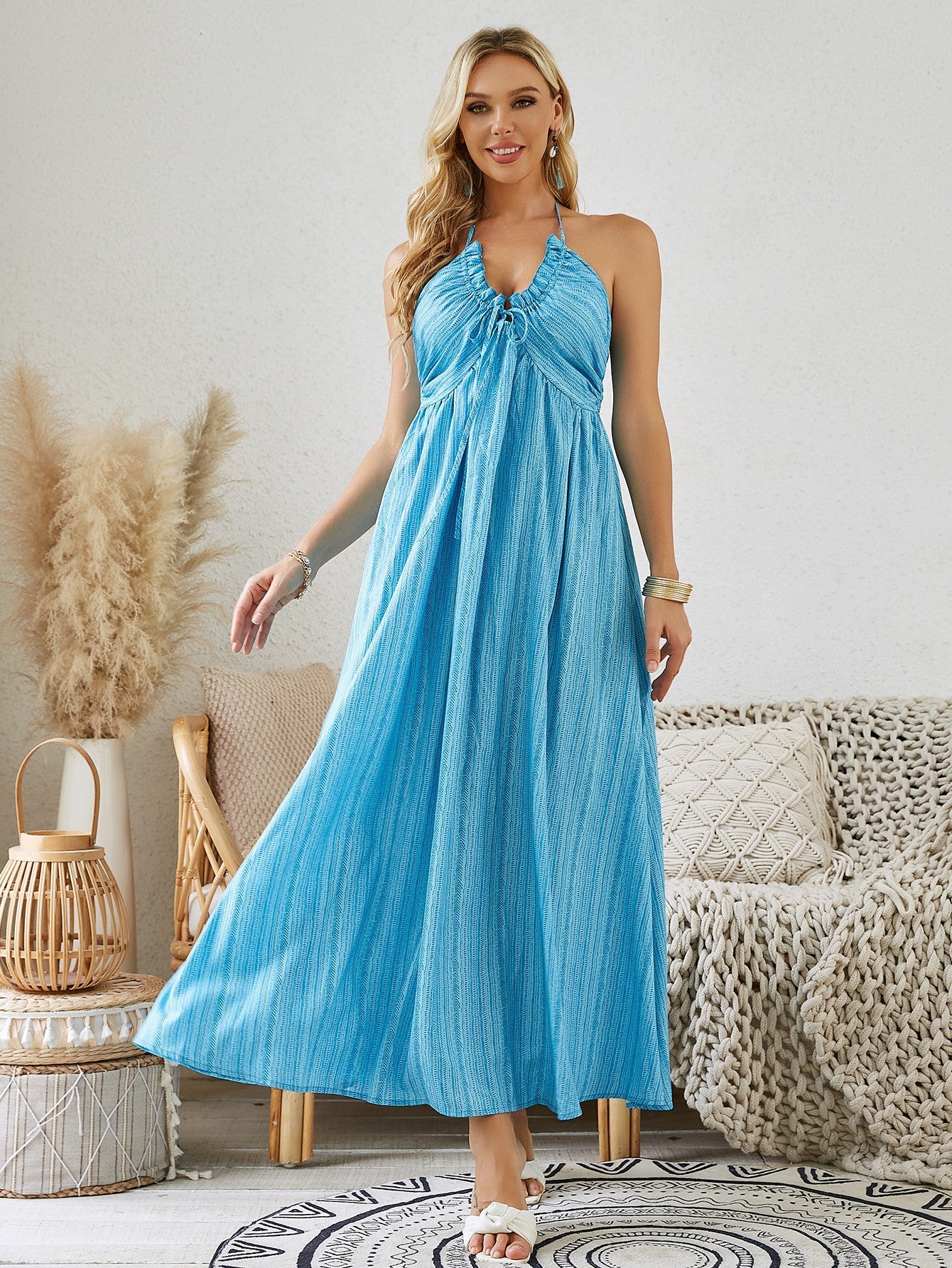 Boho Halter Maxi Dress - Perfect for Summer & Beach Days