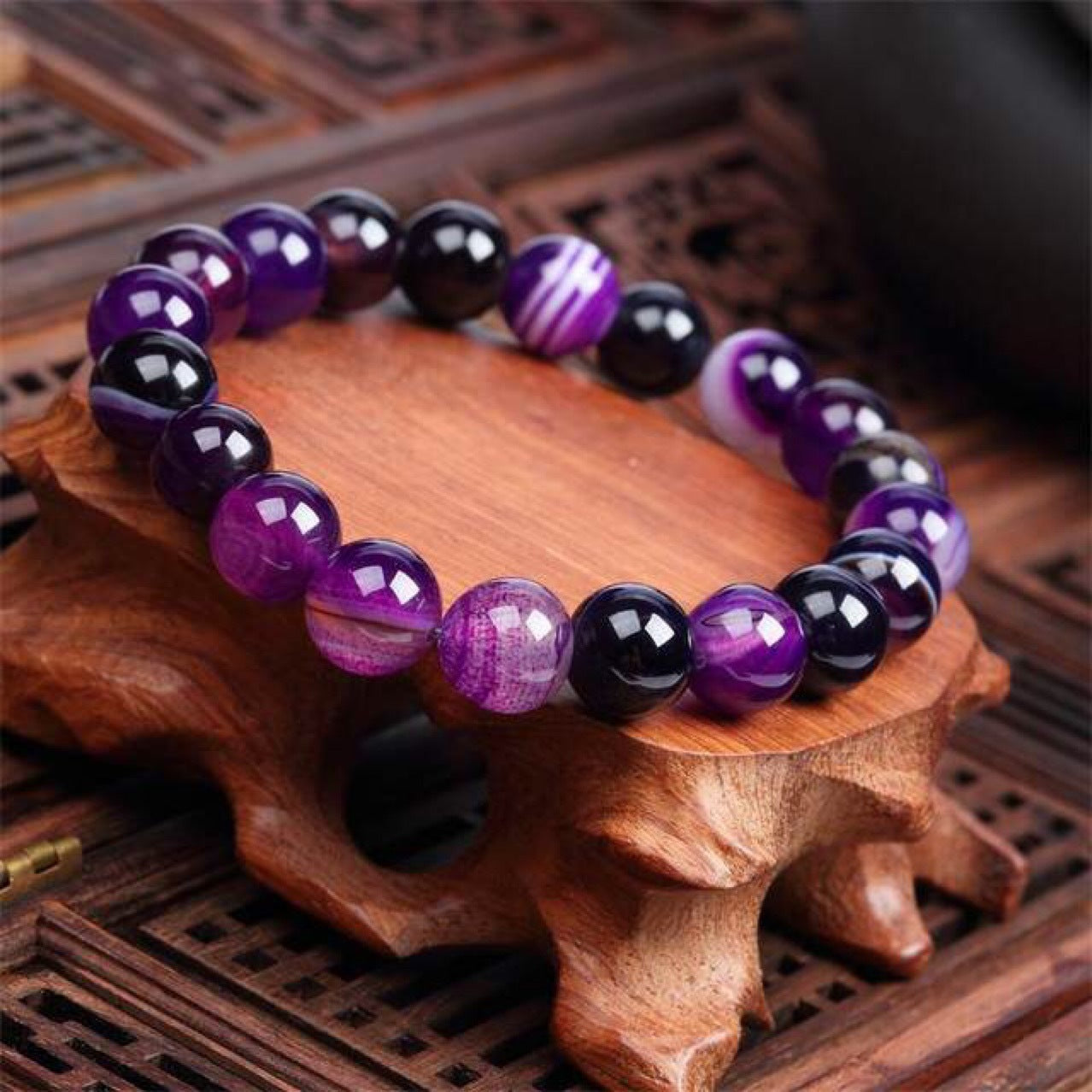 Bracelet En Pierre Naturelle Violet Pour Femme