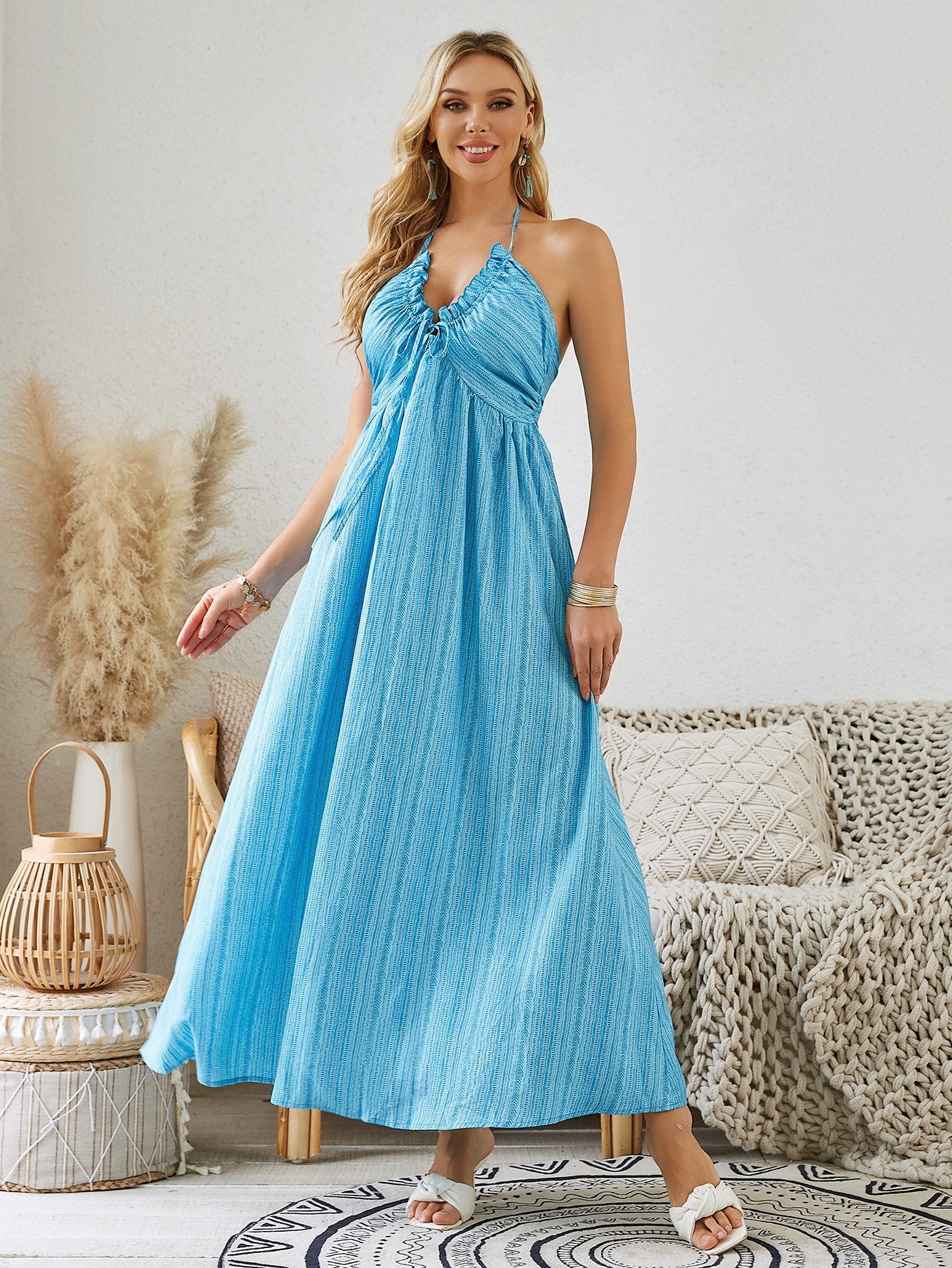 Boho Halter Maxi Dress - Perfect for Summer & Beach Days