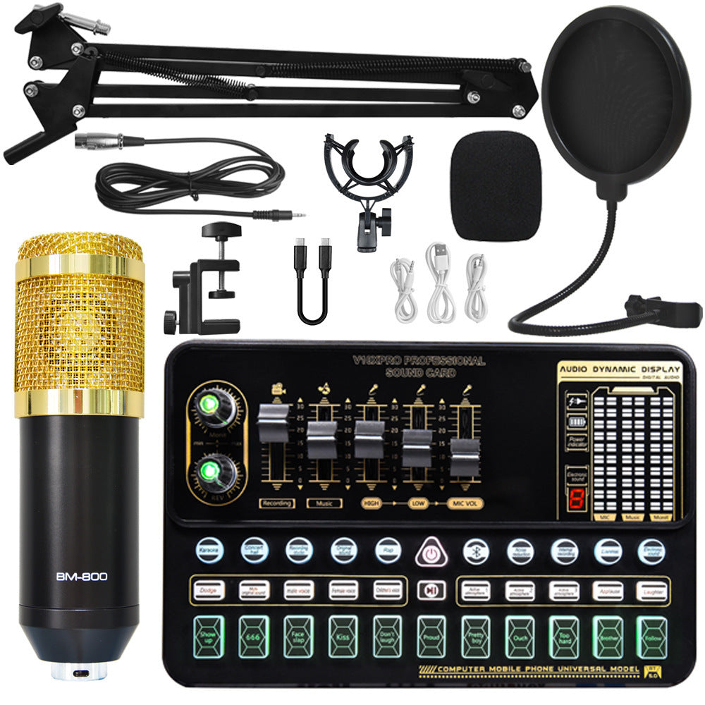 Live Streaming Sound Card & Condenser Microphone Kit