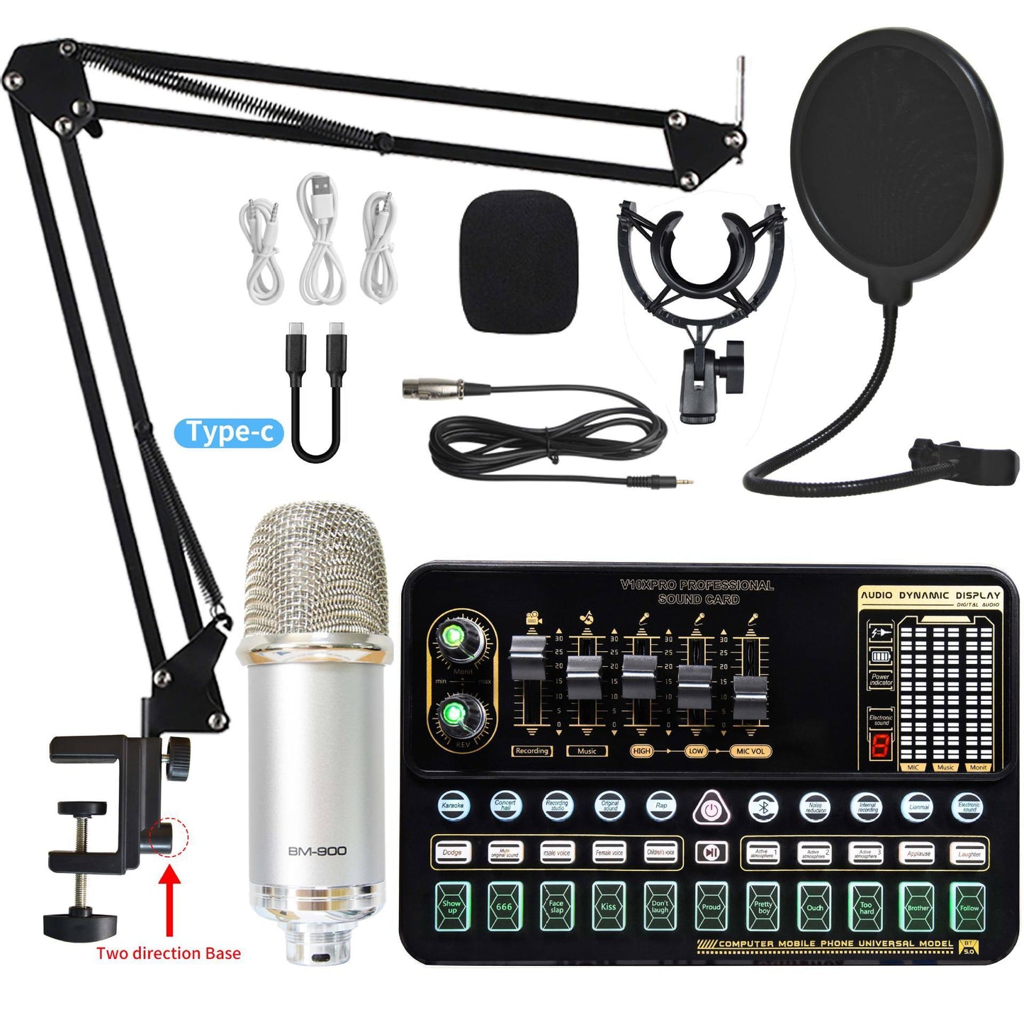 Live Streaming Sound Card & Condenser Microphone Kit