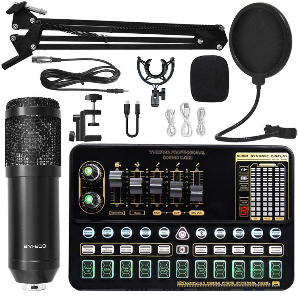 Live Streaming Sound Card & Condenser Microphone Kit