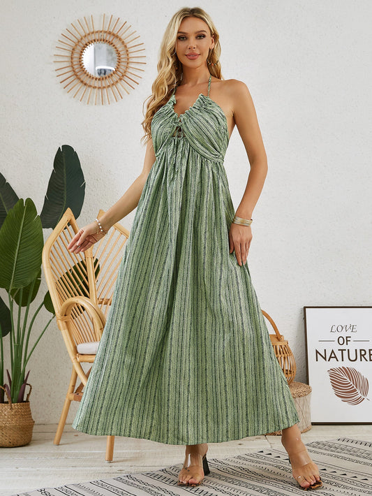 Bohemian Sleeveless Maxi Beach Dress – Effortless Summer Style