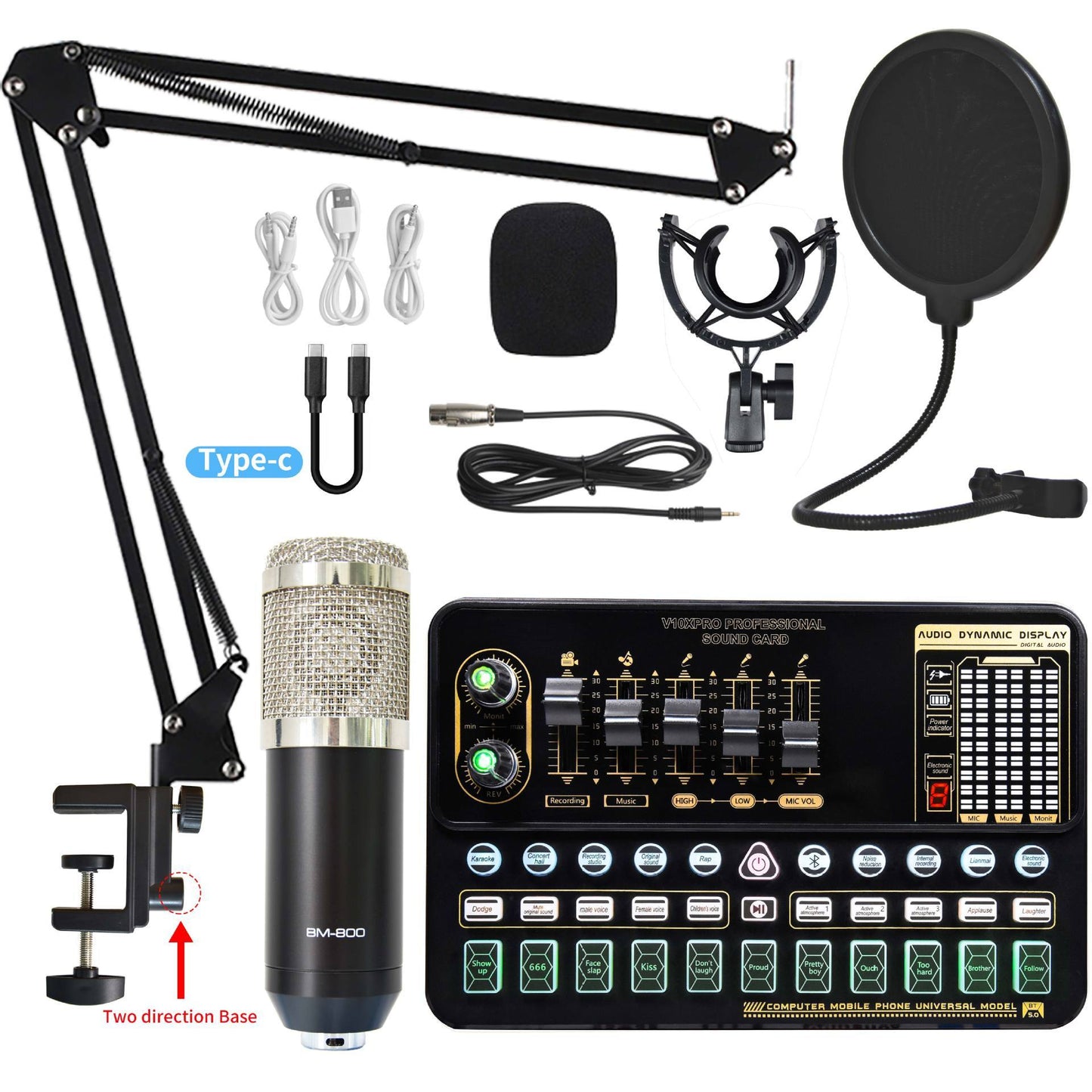 Live Streaming Sound Card & Condenser Microphone Kit